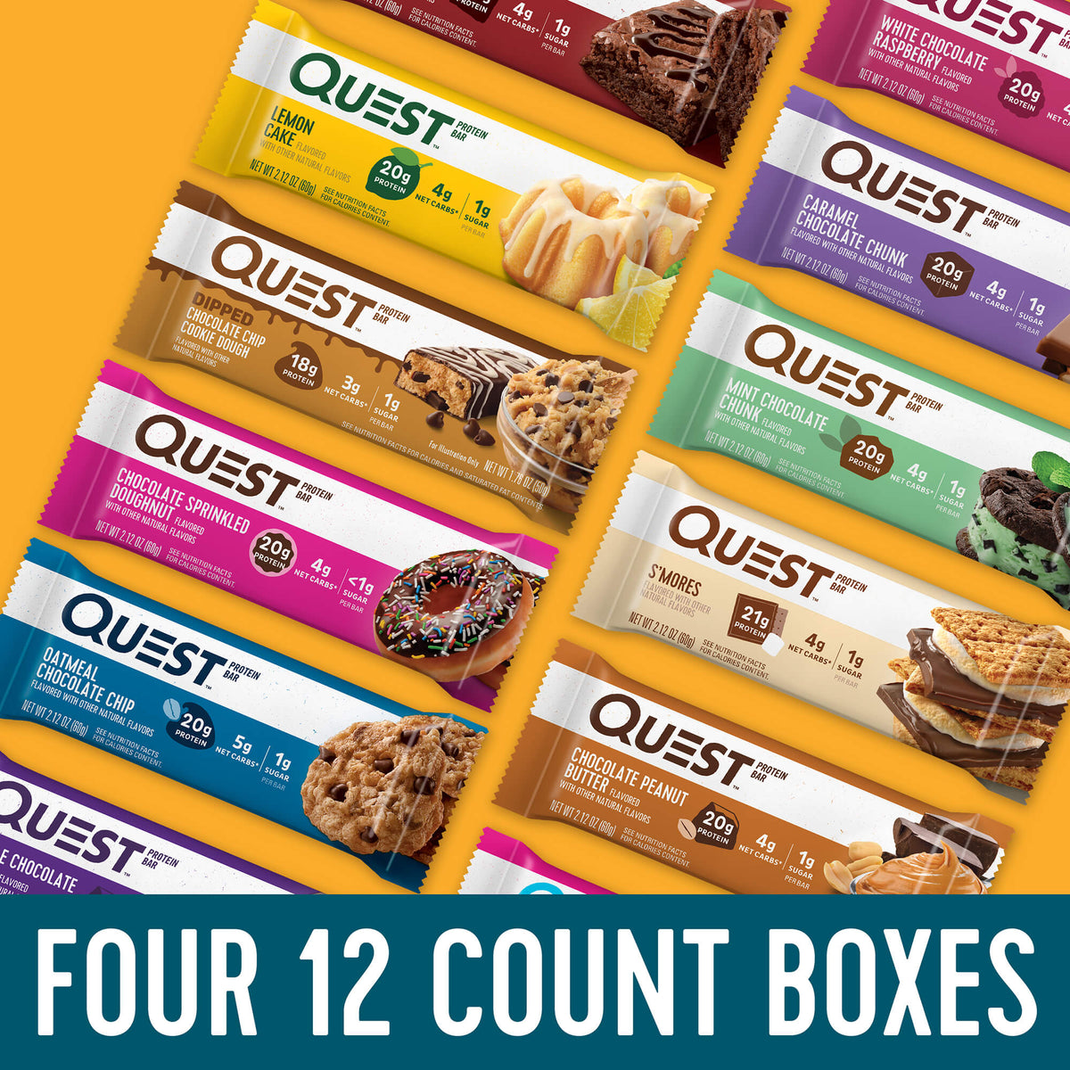 Large Protein Bar Bundle; 4 x 12ct. boxes - Save 10% A1